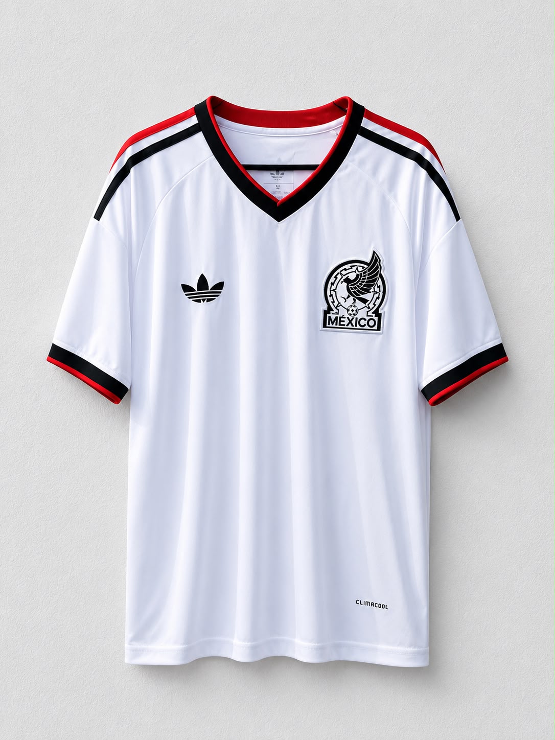 Detalle del Jersey México visitante 2026